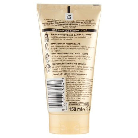 Pantene Balsamo e Siero Capelli con Acido Ialuronico Miracle Serum Lisci Effetto Seta 150 ml